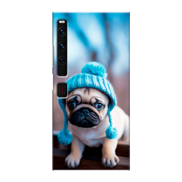 Пластиковый чехол на Huawei Mate Xs 2 с принтом Мопс в шапке