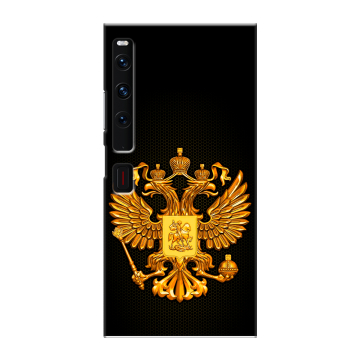 Пластиковый чехол на Huawei Mate Xs 2 с принтом Герб России желтый