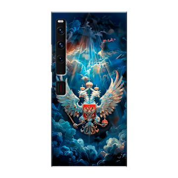 Пластиковый чехол на Huawei Mate Xs 2 с принтом Герб флаг России