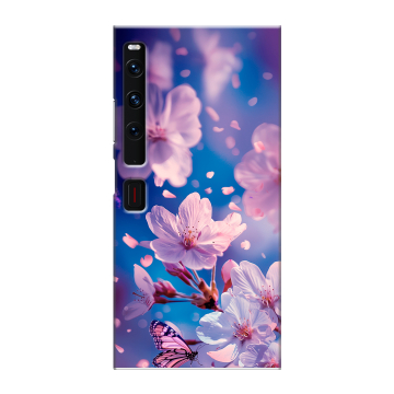 Пластиковый чехол на Huawei Mate Xs 2 с принтом цветы бабочки