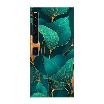 Пластиковый чехол на Huawei Mate Xs 2 с принтом Листья и золото