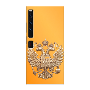 Пластиковый чехол на Huawei Mate Xs 2 с принтом Герб Флаг России