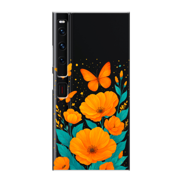 Пластиковый чехол на Huawei Mate Xs 2 с принтом цветы бабочки