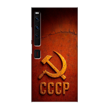 Пластиковый чехол на Huawei Mate Xs 2 с принтом Флаг Герб СССР