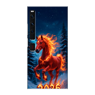 Пластиковый чехол на Huawei Mate Xs 2 с принтом Новый год коня