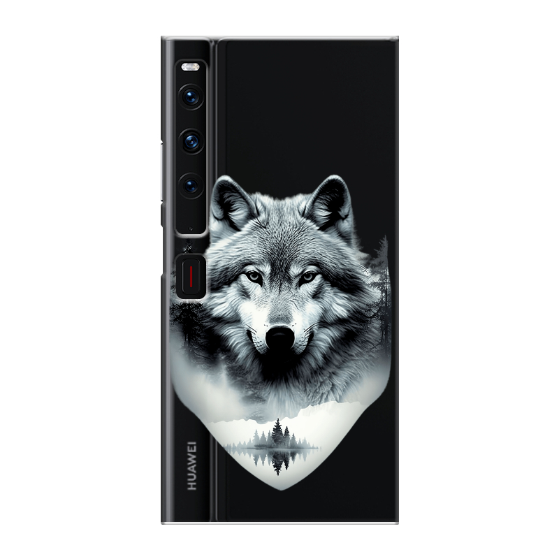 Пластиковый чехол на Huawei Mate Xs 2 с принтом Волк в лесу Пластиковый чехол на Huawei Mate Xs 2 с принтом Волк в лесу