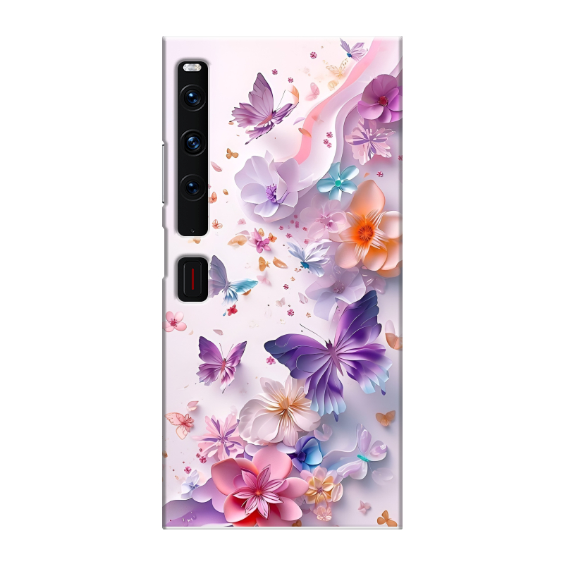 Пластиковый чехол на Huawei Mate Xs 2 с принтом цветы бабочки Пластиковый чехол на Huawei Mate Xs 2 с принтом цветы бабочки