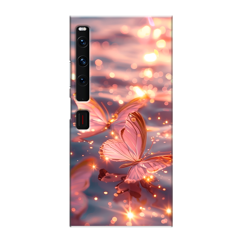 Пластиковый чехол на Huawei Mate Xs 2 с принтом бабочки розовые Пластиковый чехол на Huawei Mate Xs 2 с принтом бабочки розовые