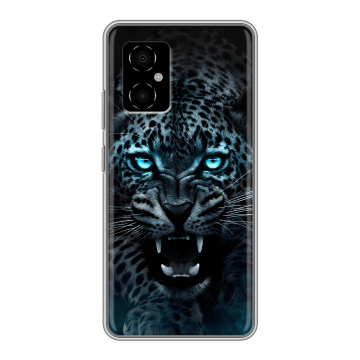 Силиконовый чехол на Xiaomi Poco M4 5G с принтом Темный леопард Силиконовый чехол на Xiaomi Poco M4 5G с принтом Темный леопард