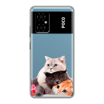 Силиконовый чехол на Xiaomi Poco M4 5G с принтом Кошки Силиконовый чехол на Xiaomi Poco M4 5G с принтом Кошки