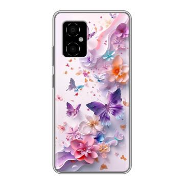 Силиконовый чехол на Xiaomi Poco M4 5G с принтом цветы бабочки Силиконовый чехол на Xiaomi Poco M4 5G с принтом цветы бабочки