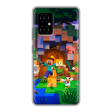 Силиконовый чехол на Xiaomi Poco M4 5G с принтом Майнкрафт Minecraft Силиконовый чехол на Xiaomi Poco M4 5G с принтом Майнкрафт Minecraft