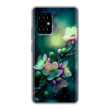 Силиконовый чехол на Xiaomi Poco M4 5G с принтом Цветы и мрамор Силиконовый чехол на Xiaomi Poco M4 5G с принтом Цветы и мрамор