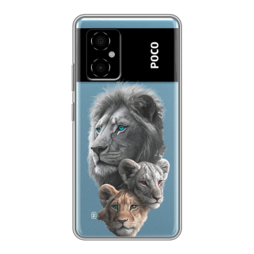 Силиконовый чехол на Xiaomi Poco M4 5G с принтом Львы