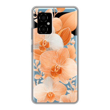Силиконовый чехол на Xiaomi Poco M4 5G с принтом Бежевые цветы