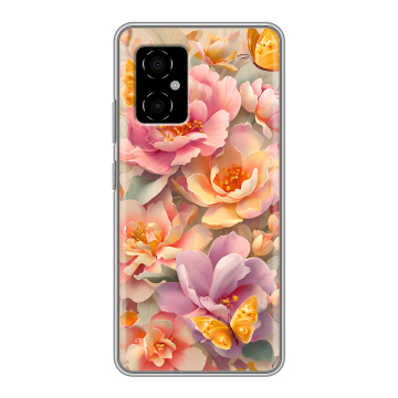 Силиконовый чехол на Xiaomi Poco M4 5G с принтом Цветы и бабочки
