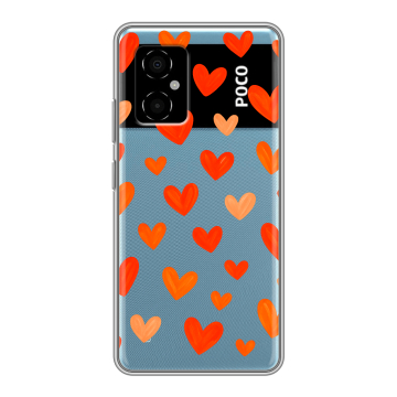 Силиконовый чехол на Xiaomi Poco M4 5G с принтом Сердечки