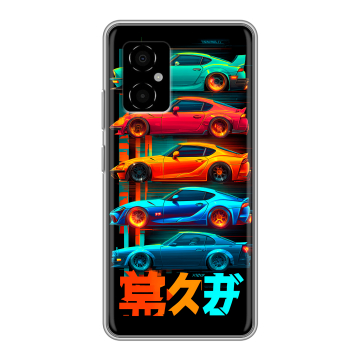 Силиконовый чехол на Xiaomi Poco M4 5G с принтом машины тачки