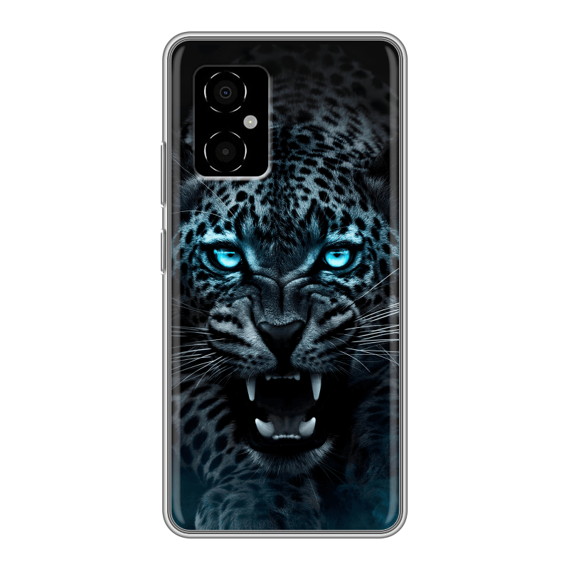 Силиконовый противоударный чехол на Xiaomi Poco M4 5G с принтом Темный леопард Силиконовый противоударный чехол на Xiaomi Poco M4 5G с принтом Темный леопард