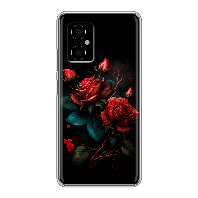 Силиконовый противоударный чехол на Xiaomi Poco M4 5G с принтом Розы красные Силиконовый противоударный чехол на Xiaomi Poco M4 5G с принтом Розы красные