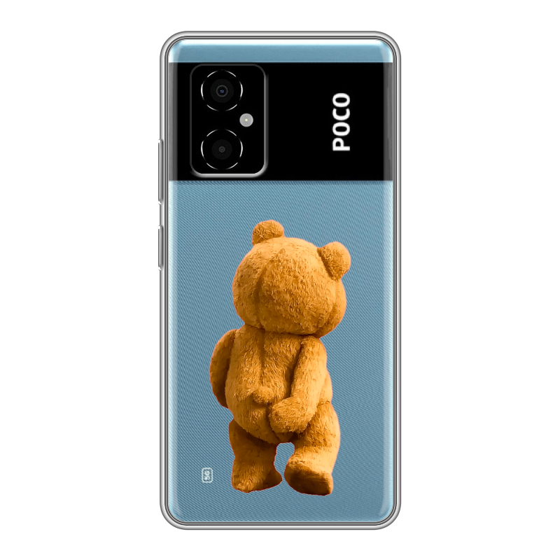Силиконовый чехол на Xiaomi Poco M4 5G с принтом Медведь Силиконовый чехол на Xiaomi Poco M4 5G с принтом Медведь