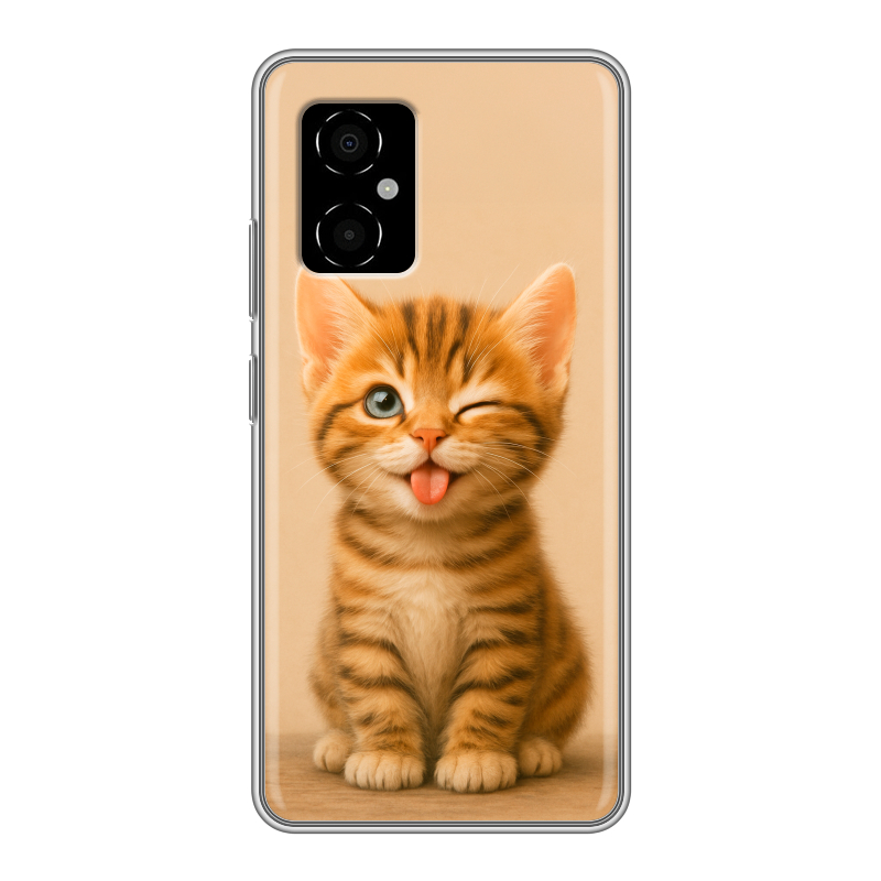 Силиконовый противоударный чехол на Xiaomi Poco M4 5G с принтом котенок Силиконовый противоударный чехол на Xiaomi Poco M4 5G с принтом котенок
