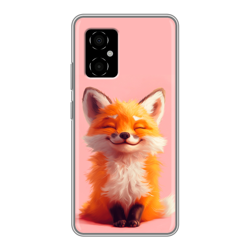 Силиконовый чехол на Xiaomi Poco M4 5G с принтом милая лиса Силиконовый чехол на Xiaomi Poco M4 5G с принтом милая лиса