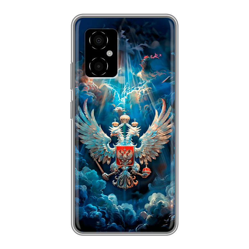 Силиконовый чехол на Xiaomi Poco M4 5G с принтом Герб флаг России Силиконовый чехол на Xiaomi Poco M4 5G с принтом Герб флаг России