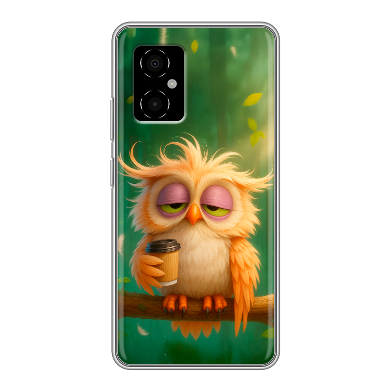Силиконовый противоударный чехол на Xiaomi Poco M4 5G с принтом сова Силиконовый противоударный чехол на Xiaomi Poco M4 5G с принтом сова