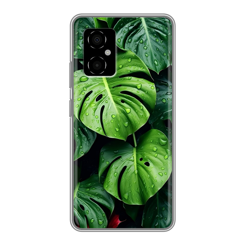Силиконовый чехол на Xiaomi Poco M4 5G с принтом Листья Силиконовый чехол на Xiaomi Poco M4 5G с принтом Листья