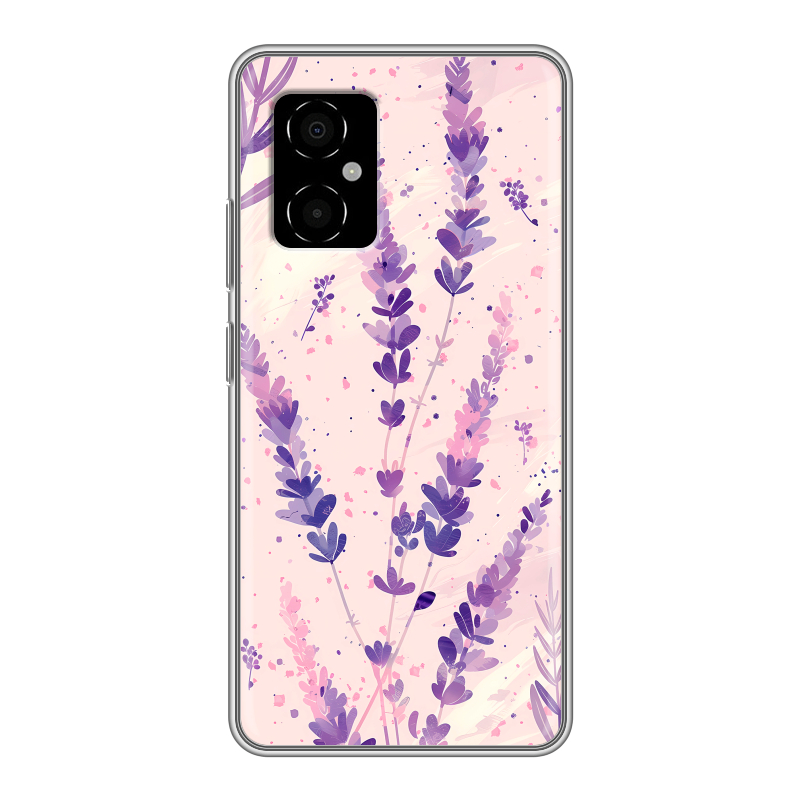 Силиконовый чехол на Xiaomi Poco M4 5G с принтом цветы лаванда Силиконовый чехол на Xiaomi Poco M4 5G с принтом цветы лаванда