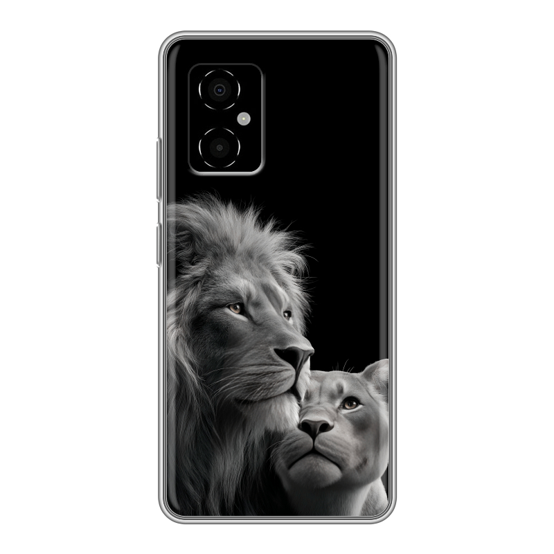Силиконовый противоударный чехол на Xiaomi Poco M4 5G с принтом Лев кошки Силиконовый противоударный чехол на Xiaomi Poco M4 5G с принтом Лев кошки