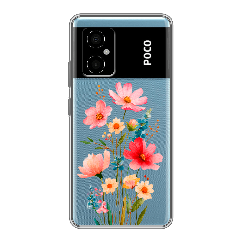 Силиконовый чехол на Xiaomi Poco M4 5G с принтом Цветы Силиконовый чехол на Xiaomi Poco M4 5G с принтом Цветы