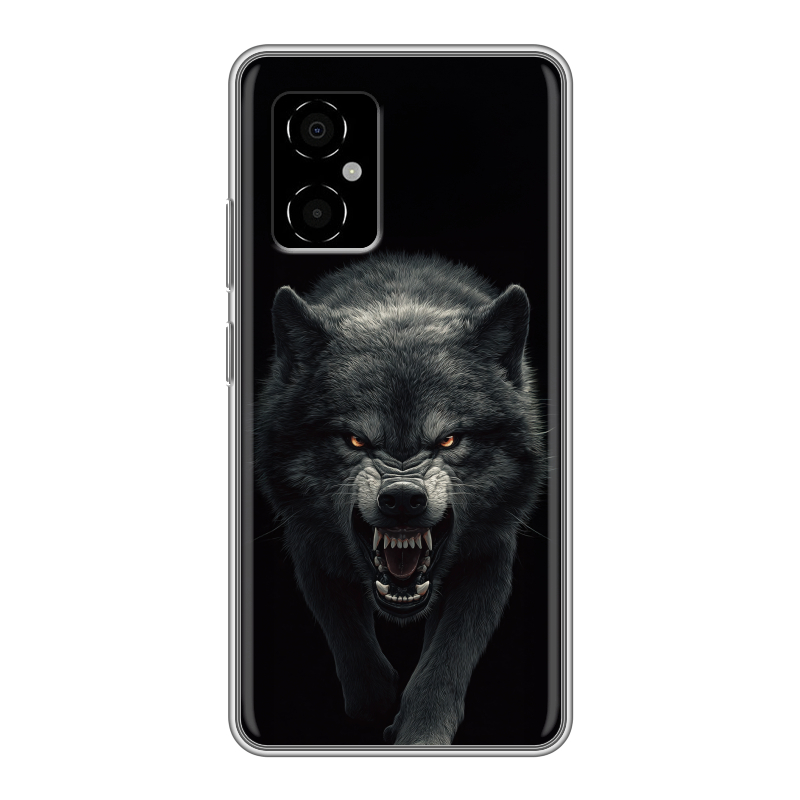 Силиконовый противоударный чехол на Xiaomi Poco M4 5G с принтом Волк Силиконовый противоударный чехол на Xiaomi Poco M4 5G с принтом Волк