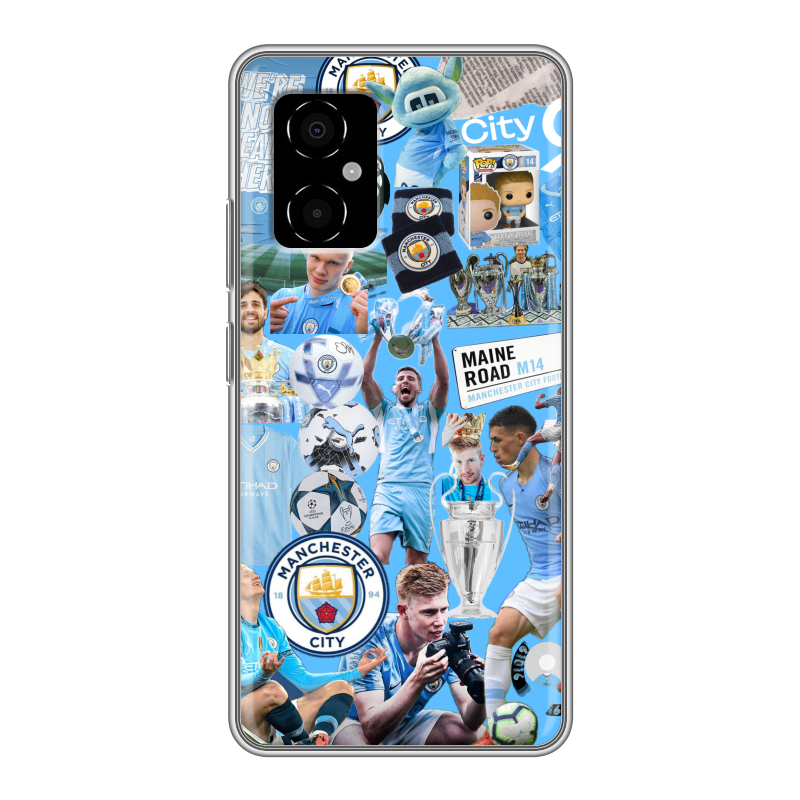 Силиконовый противоударный чехол на Xiaomi Poco M4 5G с принтом Man City Манчестер Сити Силиконовый противоударный чехол на Xiaomi Poco M4 5G с принтом Man City Манчестер Сити