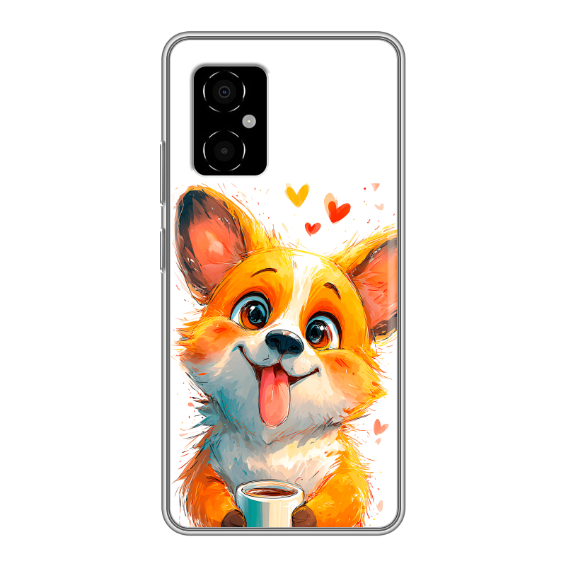 Силиконовый противоударный чехол на Xiaomi Poco M4 5G с принтом корги Силиконовый противоударный чехол на Xiaomi Poco M4 5G с принтом корги