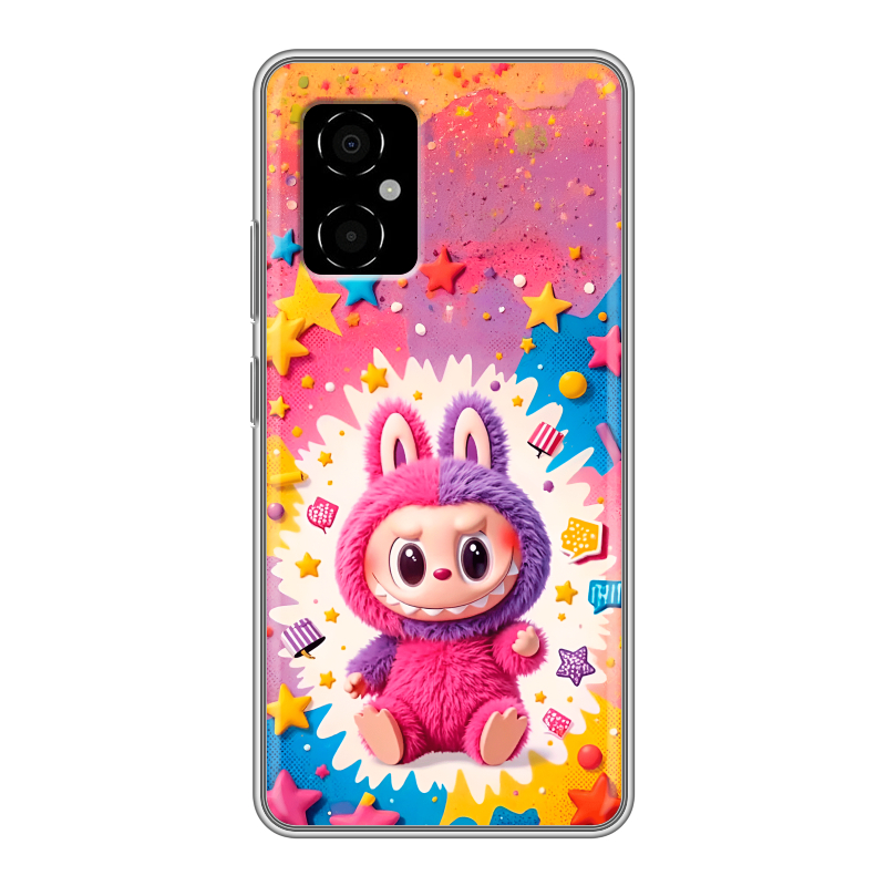 Силиконовый противоударный чехол на Xiaomi Poco M4 5G с принтом Labubu Лабубу Силиконовый противоударный чехол на Xiaomi Poco M4 5G с принтом Labubu Лабубу