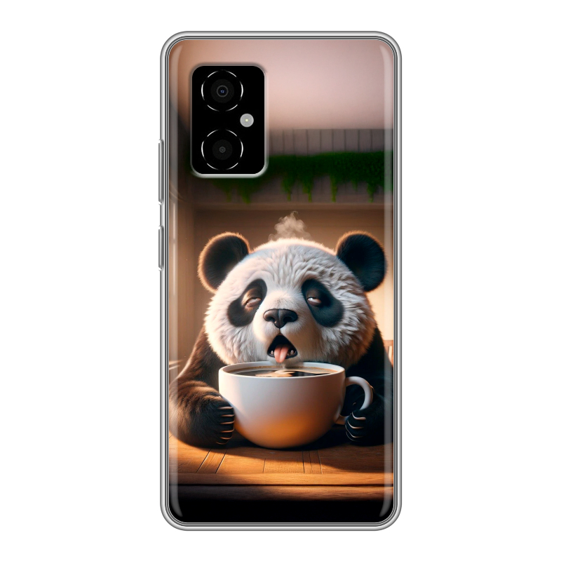 Силиконовый противоударный чехол на Xiaomi Poco M4 5G с принтом смешная панда Силиконовый противоударный чехол на Xiaomi Poco M4 5G с принтом смешная панда