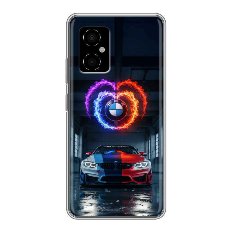 Силиконовый противоударный чехол на Xiaomi Poco M4 5G с принтом BMW БМВ Силиконовый противоударный чехол на Xiaomi Poco M4 5G с принтом BMW БМВ