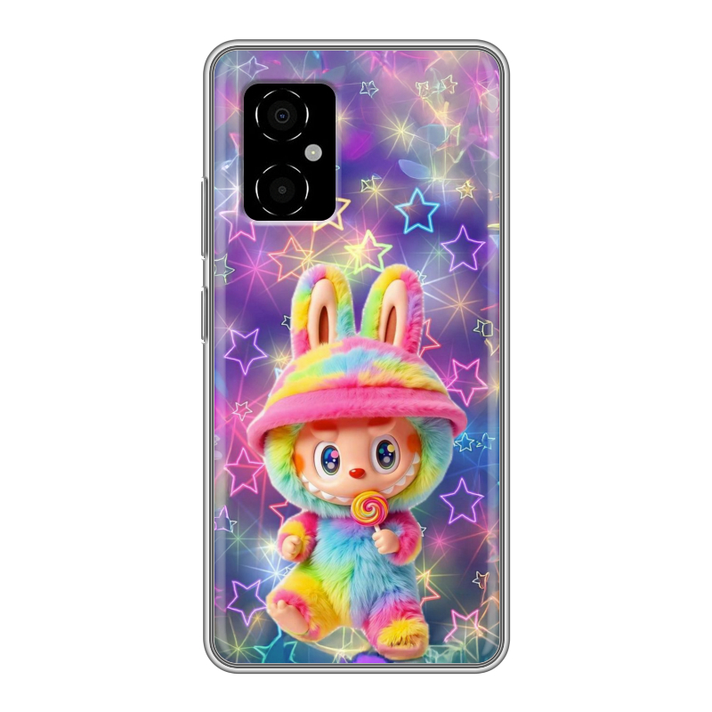 Силиконовый противоударный чехол на Xiaomi Poco M4 5G с принтом Labubu Лабубу Силиконовый противоударный чехол на Xiaomi Poco M4 5G с принтом Labubu Лабубу