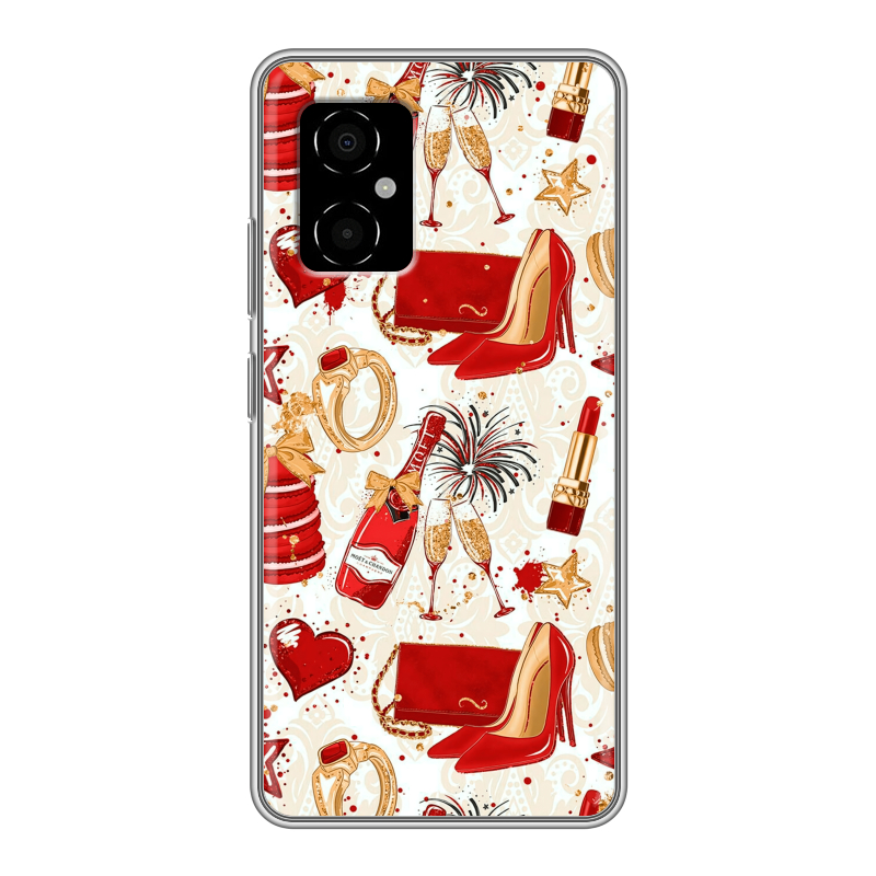 Силиконовый противоударный чехол на Xiaomi Poco M4 5G с принтом Новый год Силиконовый противоударный чехол на Xiaomi Poco M4 5G с принтом Новый год