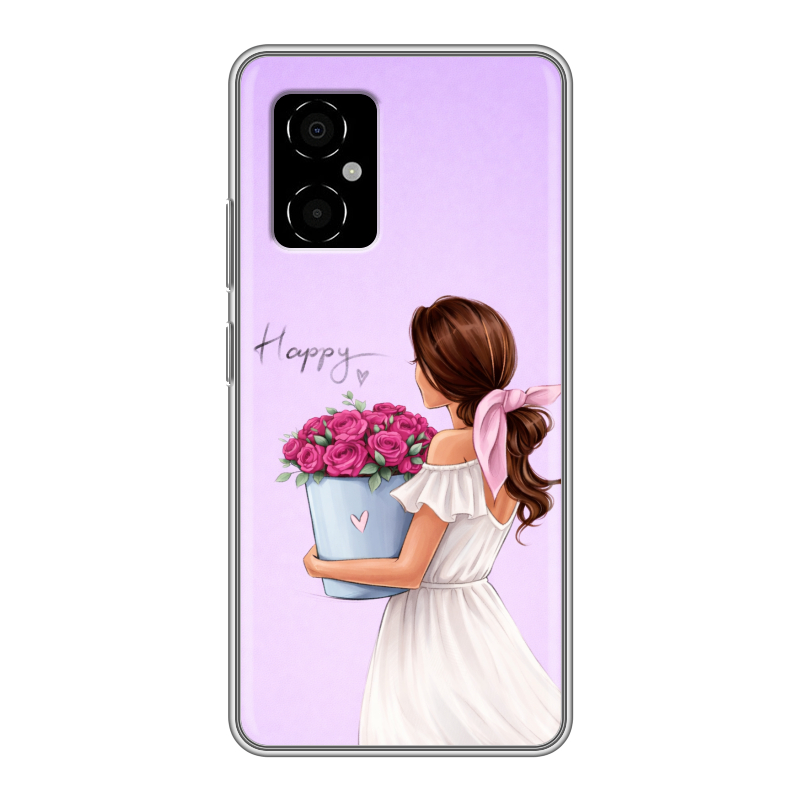Силиконовый противоударный чехол на Xiaomi Poco M4 5G с принтом женский Силиконовый противоударный чехол на Xiaomi Poco M4 5G с принтом женский
