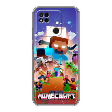 Силиконовый чехол на Xiaomi Redmi 10A с принтом Майнкрафт Minecraft Силиконовый чехол на Xiaomi Redmi 10A с принтом Майнкрафт Minecraft