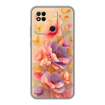 Силиконовый чехол на Xiaomi Redmi 10A с принтом Цветы и бабочки Силиконовый чехол на Xiaomi Redmi 10A с принтом Цветы и бабочки