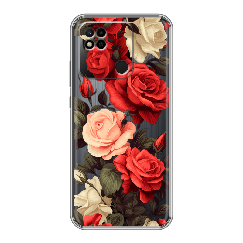 Силиконовый чехол на Xiaomi Redmi 10A с принтом Розы Силиконовый чехол на Xiaomi Redmi 10A с принтом Розы