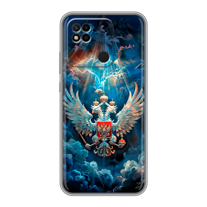 Силиконовый чехол на Xiaomi Redmi 10A с принтом Герб флаг России Силиконовый чехол на Xiaomi Redmi 10A с принтом Герб флаг России