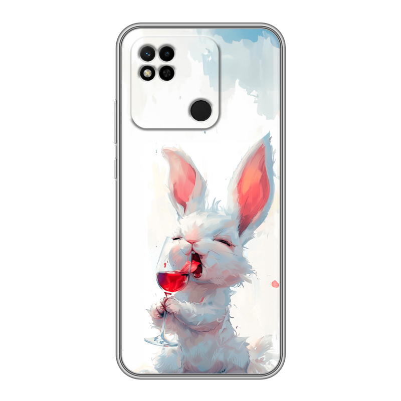 Силиконовый противоударный чехол на Xiaomi Redmi 10A с принтом кролик зайчик Силиконовый противоударный чехол на Xiaomi Redmi 10A с принтом кролик зайчик