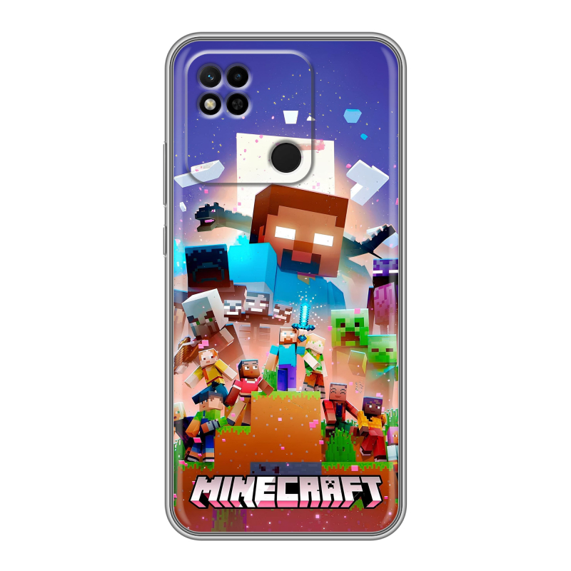Силиконовый чехол на Xiaomi Redmi 10A с принтом Майнкрафт Minecraft Силиконовый чехол на Xiaomi Redmi 10A с принтом Майнкрафт Minecraft
