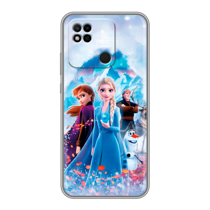 Силиконовый противоударный чехол на Xiaomi Redmi 10A с принтом Холодное сердце Frozen Силиконовый противоударный чехол на Xiaomi Redmi 10A с принтом Холодное сердце Frozen