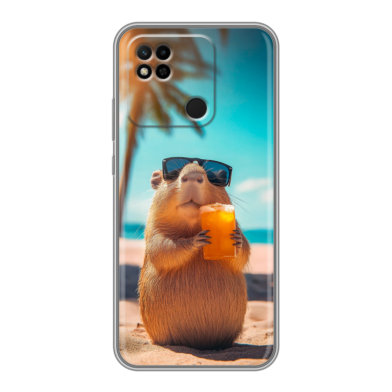 Силиконовый чехол на Xiaomi Redmi 10A с принтом Капибара Силиконовый чехол на Xiaomi Redmi 10A с принтом Капибара